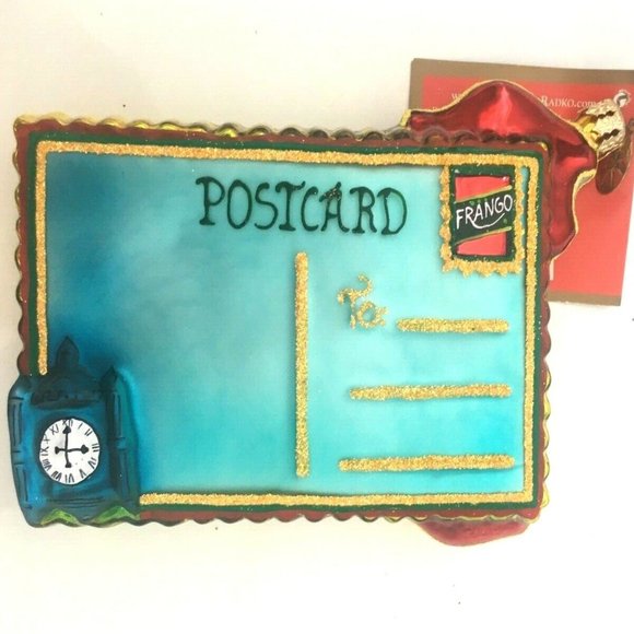 ✨ NEW Authentic Christopher Radko CHICAGO Greetings Postcard Rare Glass Ornament - Picture 3 of 7